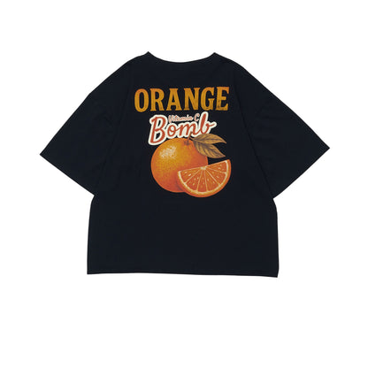 VERBO Orange Boxy Oversized Tee - Vitamin C Bomb (Noir)