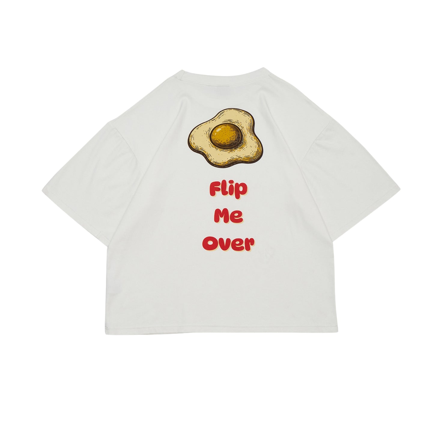 VERBO Fried Egg Boxy Oversized Tee – Flip Me Over (Broken White)