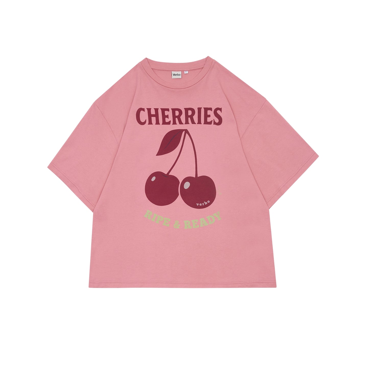 VERBO Cherries Boxy Oversized Tee - Ripe & Ready (Rose Tan)