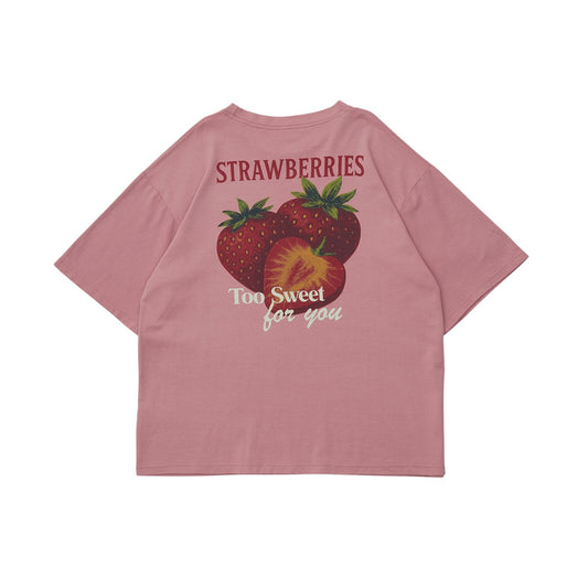 VERBO Strawberries Boxy Oversized Tee – Too Sweet for You (Rose Tan)