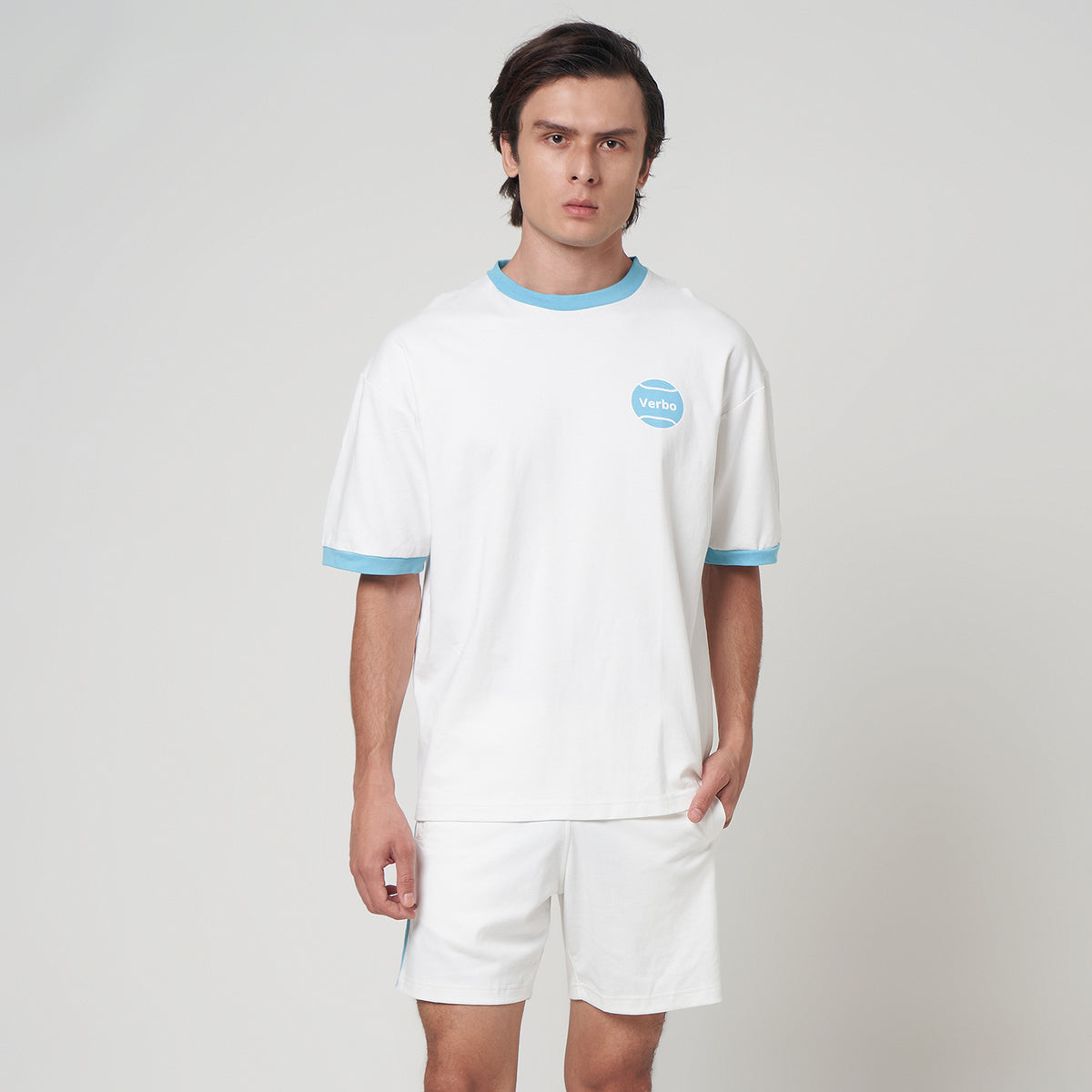 VERBO Padel Club Tee - Broken White / Powder Blue