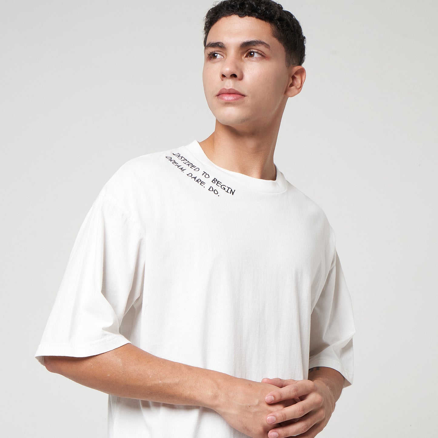 VERBO Inspired to Begin Layer Tee - Embroidered (Broken White)