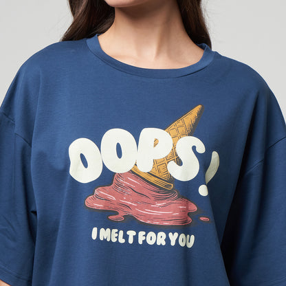 VERBO Ice Cream Boxy Oversized Tee – I Melt for You (Stargazer)