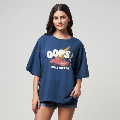 VERBO Ice Cream Boxy Oversized Tee – I Melt for You (Stargazer)