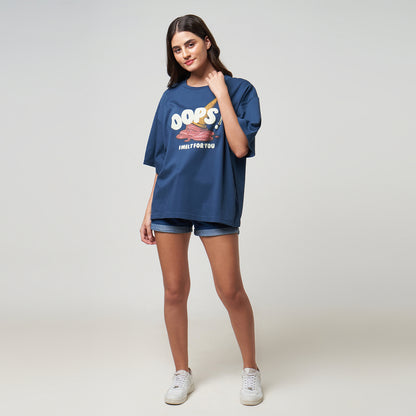VERBO Ice Cream Boxy Oversized Tee – I Melt for You (Stargazer)