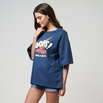 VERBO Ice Cream Boxy Oversized Tee – I Melt for You (Stargazer)