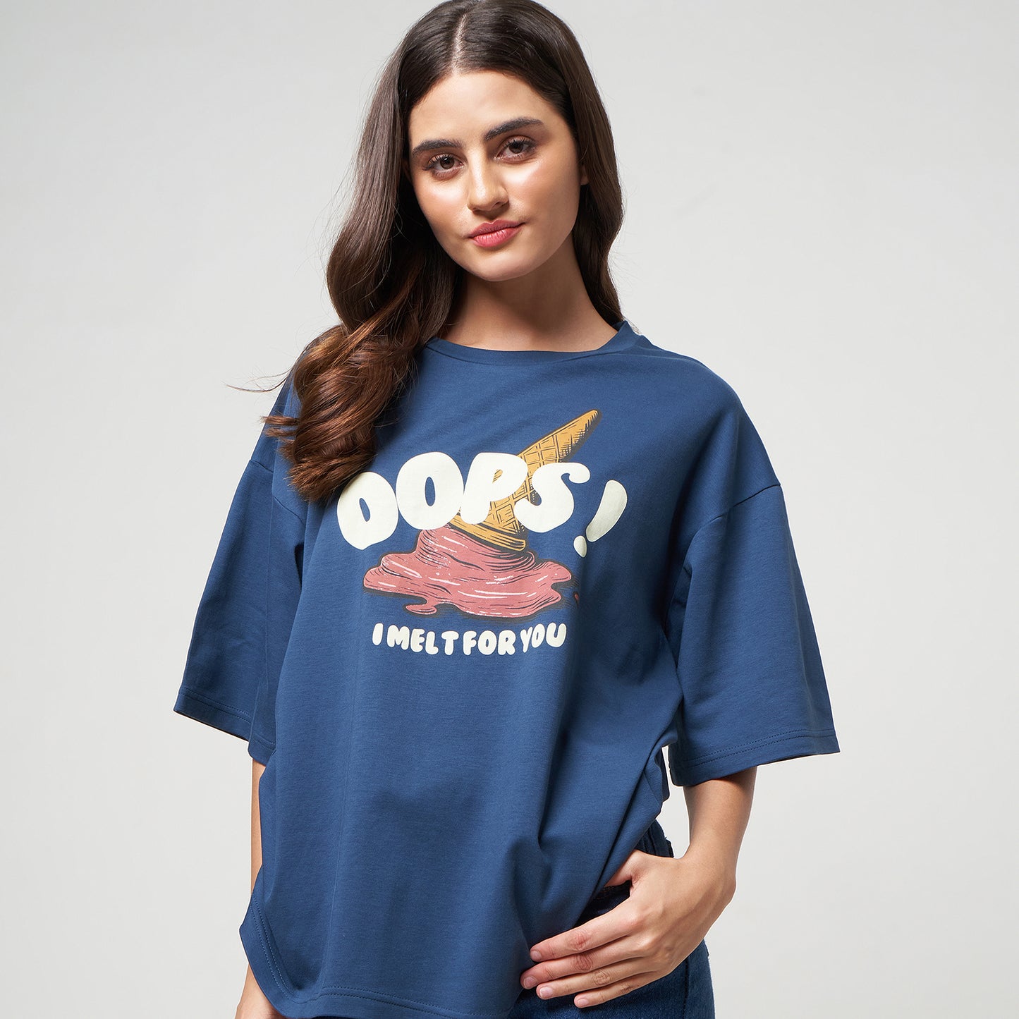 VERBO Ice Cream Boxy Oversized Tee – I Melt for You (Stargazer)