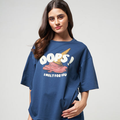 VERBO Ice Cream Boxy Oversized Tee – I Melt for You (Stargazer)