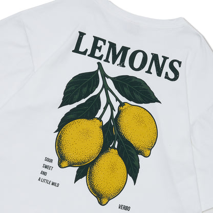 VERBO Lemons Boxy Oversized Tee – Sour, Sweet & a Little Wild (Broken White)