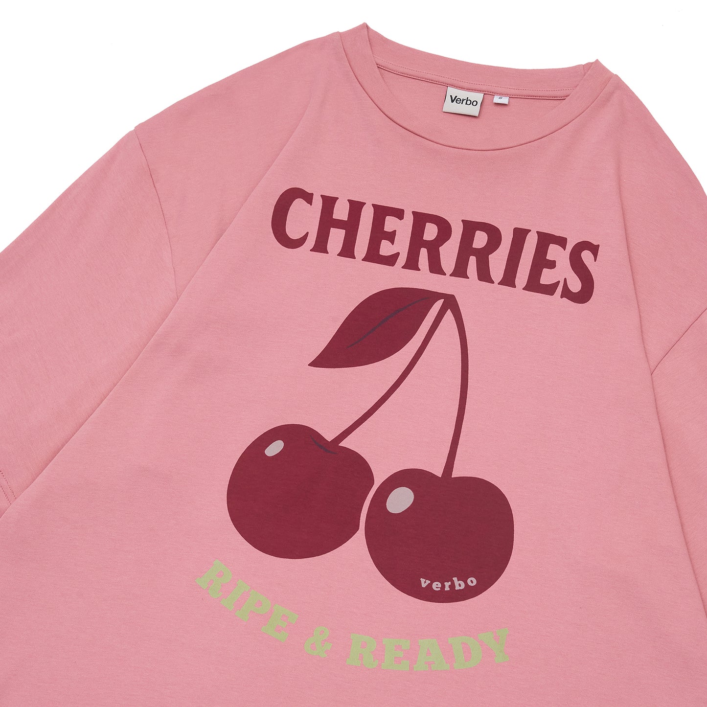 VERBO Cherries Boxy Oversized Tee - Ripe & Ready (Rose Tan)