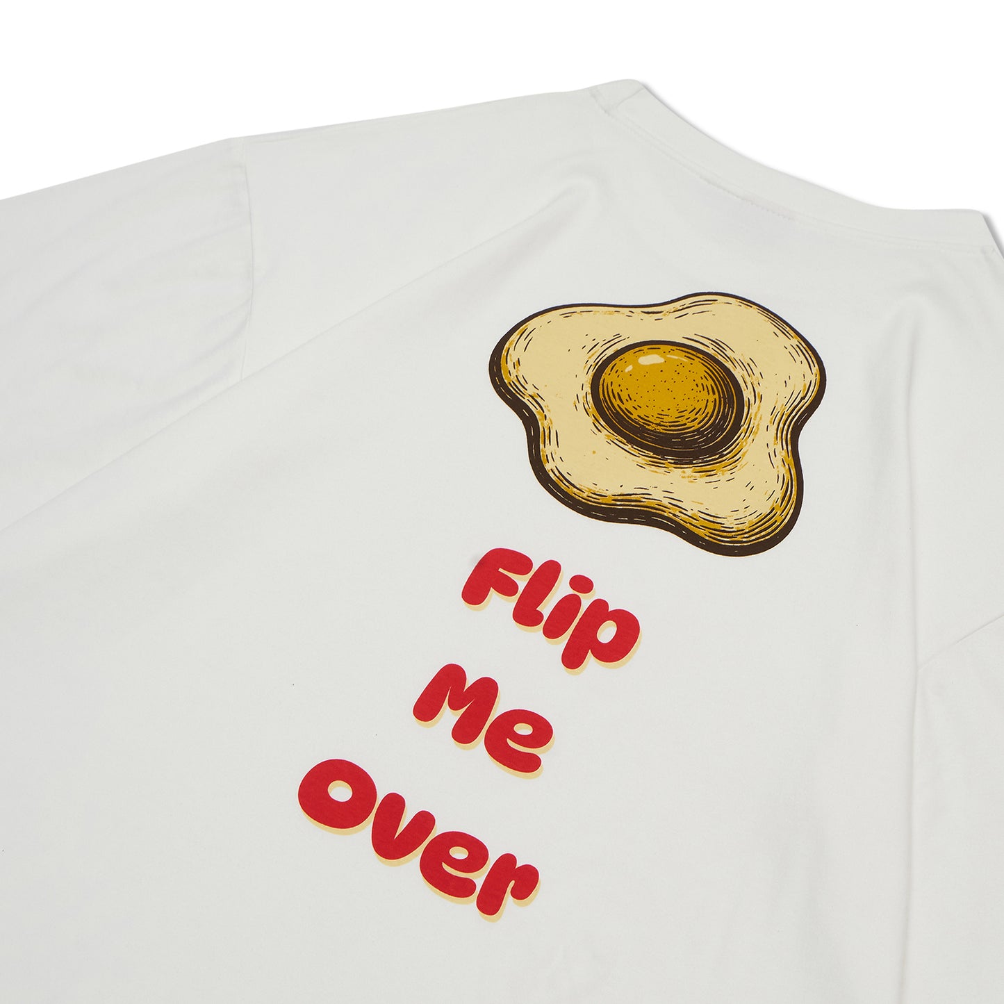 VERBO Fried Egg Boxy Oversized Tee – Flip Me Over (Broken White)