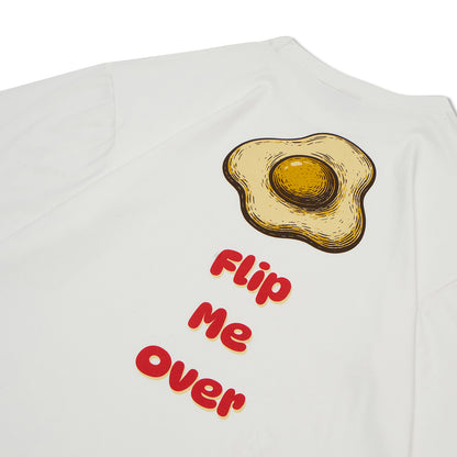 VERBO Fried Egg Boxy Oversized Tee – Flip Me Over (Broken White)