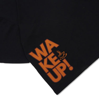 VERBO Coffee Boxy Oversized Tee  - WAKE UP! Side Print (Noir)